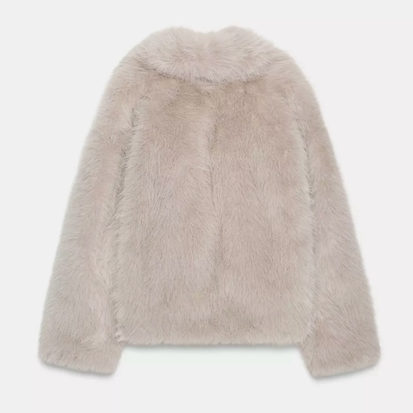 New ZARA Short Faux Fur Toggle Coat - Picture 8 of 9